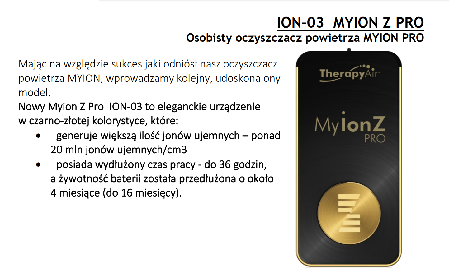 MYION Z PRO- przenośny osobisty oczyszczacz powietrza